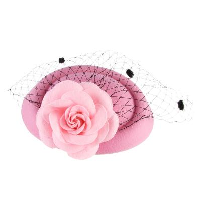 China 2021 GEMVIE New Design Women's Retro Real Flower British Net Yarn Photo Photo Top Hat Bridal Headwear for sale