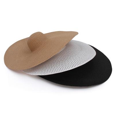 China Oversized Knitted UV Hats Striped Straw Hat Foldable Mesh Hat Ladies Hollow Women Big Brim Sun Summer Breathable Cool Beach Sun Hats for sale