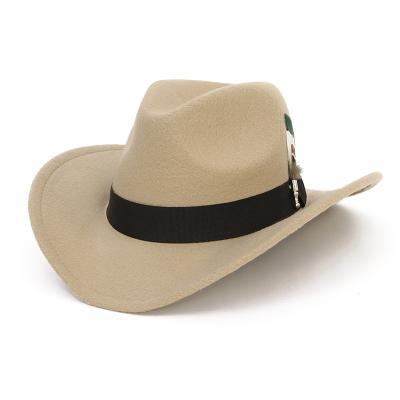 China 2021 new image fashion wholesale original feather jazz hat men and women fall/winter cowboy hat western felt hat for sale