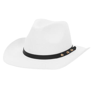 China Western Cowboy Stylish White Wide Brim Wool Hat for sale