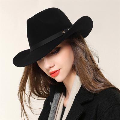 China Wholesale fashion custom belt buckle wool felt cowboy hat autumn and winter jazz hat western felt hat for sale