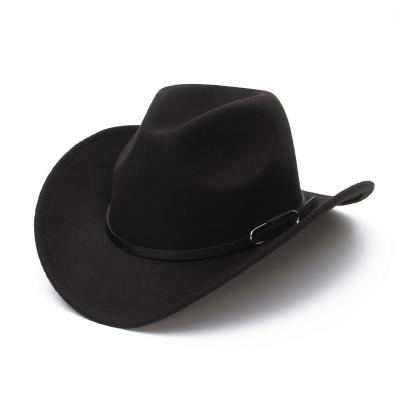 China Wholesale Plush Hot Sale Summer Fedora Hats For Women Men Women Cotton Sun Hat Classic Unisex Black Cowboy Hat for sale