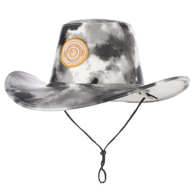 China PUNK STYLE Tie Dye Western Cowboy Big Brim Men and Women Sun Suede Hat Leather Knight Performance Craft Hat for sale