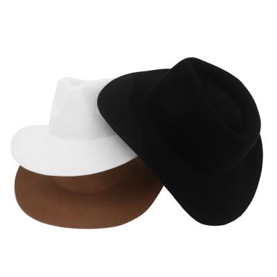 China Plush Fashion Wool Unisex Western Cowboy Outdoor Wide Brim Beach Cap Jazz Cap Cap Top Hat for sale