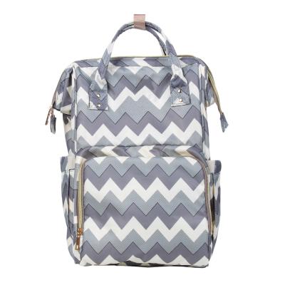 China Wholesale Wave Stripe Monogram Backpack White Diaper Bag for sale