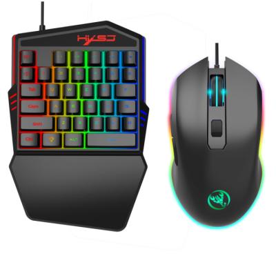 China For mobile phone/PC game one hand gaming keyboard and mouse combo, RGB rainbow backlit one-handed mechanical feeling gaming keyboard for sale