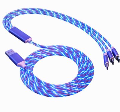 China Multi Strip Cable 3in1 Multi USB Charging Charging Line Cable Charging Cord with Type-C Micro USB and Port Flame IP Charging Cable for sale