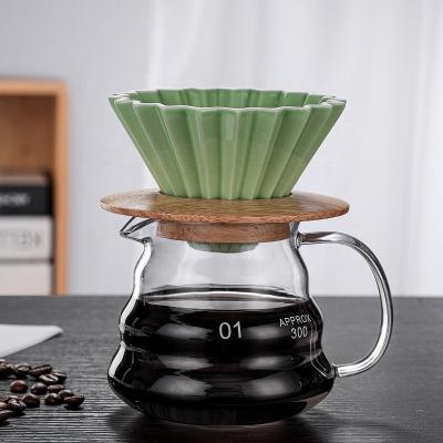 China Sustainable Custom Multicolor Embossed Ceramic v60 Porcelain Coffee Filter Pour Over Coffee Spout for sale