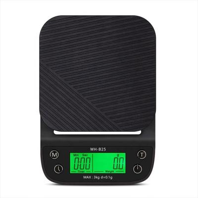 China With Tray High Quality Portable Electronic Digital Scale Kitchen LCD Display Drip Coffee Scale With Timer for sale