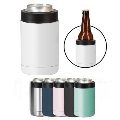 China Sustainable Double Walled Stainless Steel Coozie Can Insulated With Straw For Beer Slim Beer Bottle For Cold Drinks Can Cooler for sale