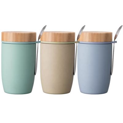 China Hot Sales PORTABLE Sample Flask Warm Serving Thermal Baby Food Wooden Food Flask With Wooden Lid for sale