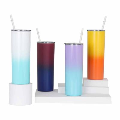 China Viable Wholesale 20oz White Stainless Steel Heat Transfer Printing Straight Tumbler Double Wall Insulated Sublimation Tumbler for sale