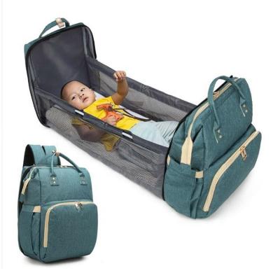 China Multifunctional Water Resistant Large Capacity Mom Travel Set Backpack Diaper Bag Portable Crib Bag for sale