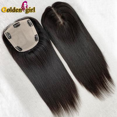 China Natural Color Shedding Woman Virgin Hair Pieces Cut In Base 5.5x6 Hair Topper Silk Cuticle Not Aligned Raw Virgin Hair Hairpiece for sale