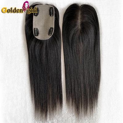 China Supplier hot sale gold hair shedding clip in hairpiece raw virgin remy women hair cuticle unlined hair silk low topper for sale