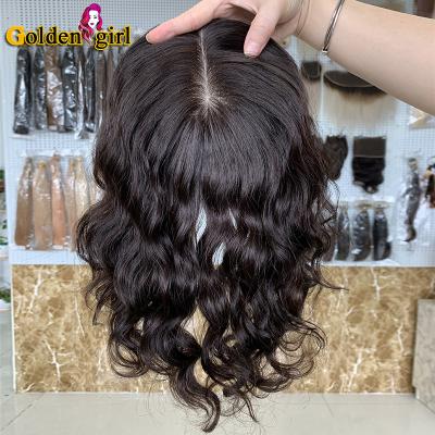 China No Shedding Ready To Ship In Basic Top Quality Silk Curly Topper Double Hair Natural Wavy Remy Hair Pulled Hair Topper For Women for sale