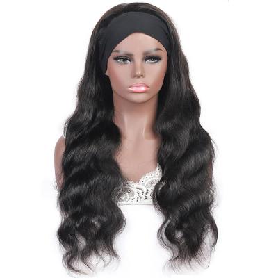 China Body Wave HD Headband Hair Wigs For Women Gluelesss Machine Made None Lace Front Natural Black Color 150% Density for sale