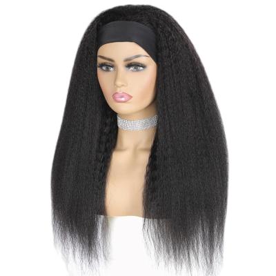 China Straight Curly Curly Headband Hair Wigs For Women Color Glueless Machine Made No Lace Front Natural Black Color 150% Density for sale