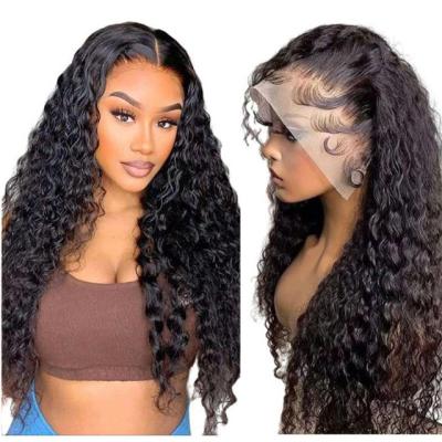 China Deep Water Wave Straight Lace Front Human Hair Wigs Pre Plucked With Baby Hair For Black Women150% Sheer Glueless HD Density for sale