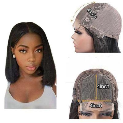 China Bobo Straight Brazilian Virgin Remy Frontal Wigs 4x4 Lace Weave Human Hair Bundles With Natural Black Unprocessed 100% Human Hairin for sale