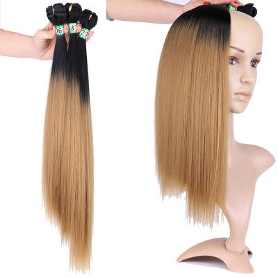 China Sew-in OMBRE Synthetic Hair Straight 3 Bundles Soft 210g As Color Machine Real Hair Two Tone Double Weft Hair Extensions for sale