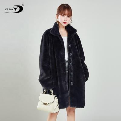 China Thick Black Faux Fur Coat Women Winter Rabbit Fur Jacket Popular Women Anti-Shrink Fur Coat Long for sale