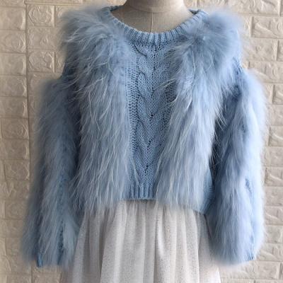 China 2021 Winters New Breathable Knitted Round Front Short Back Long Fox Fur Sweater Neck Pullover Fox Fur Top for sale