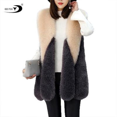 China Women's Long Faux Fox Fur Vest High Quality Faux Fur Vest Sustainable Product New Sale for sale