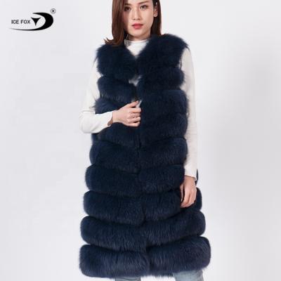 China New Style Long Fur Coat Woman Import Real Fox Fur Vest Viable Whole Skin Viable Hot Sale for sale