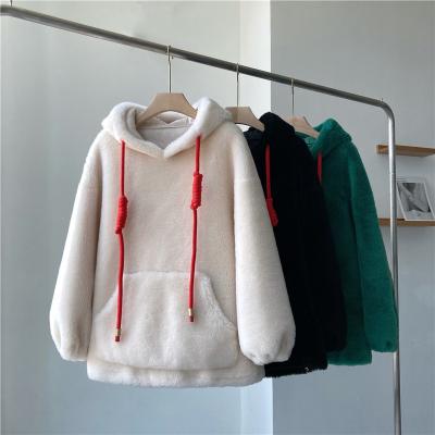 China Breathable Wholesale Custom Hoodies Fashion Shearling Fur Hoodies Faux Fur Fluffy Hoodie for sale