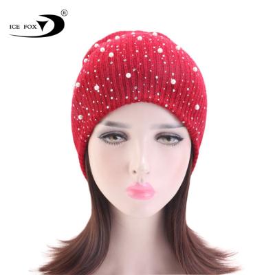 China COMMON new style rhinestone hat winter hat warm drilling warm knitting hat for sale