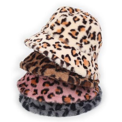 China Hats Wholesale Designer Leopard Fur Bucket Hat Women Winter Eco-Friendly Plush Fisherman Bucket Hat for sale