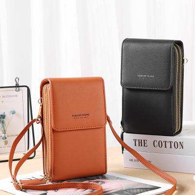 China New Fashion PU Leather Trendy Casual Touch Screen Women's Simple Cross - Body Bag Purse Mobile Phone Bag For Girls for sale