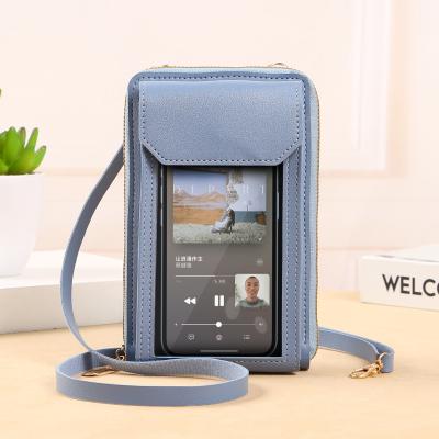 China High Quality Shoulder Bag Touch Screen Mobile Phone Purse Fashion Women PU Leather Small Cross - Body Mobile Phone Bag for sale