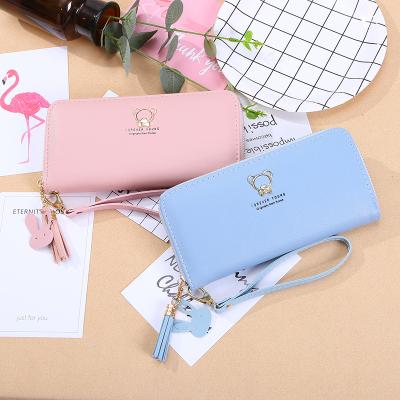 China NEW Fashion Schoolgirl Wallets Wrist Tassel Design Anti-theft Coin Purse For Ladies Women PU Leather Zipper Card Holder Clutch for sale