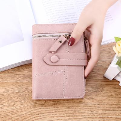 China Lonny Wholesale Casual Ladies Purses 2022 PU Money Card Anti-theft Leather Short Wallet For Women Zipper Wallet for sale