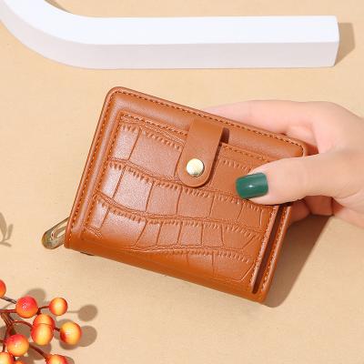 China Fashion Anti-theft Zipper Around Ladies Wallets Pinch Custom Made PU Rfid Women Small Mini Short Leather Wallet for sale