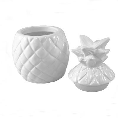 China Beatrot White and Gold Microwavable Ceramic Creative Ceramic Pineapple Shaped Pot for sale