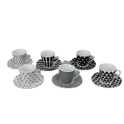 China Disposable Line Design Espresso Cup and Saucer, Taper Set of 6 for sale