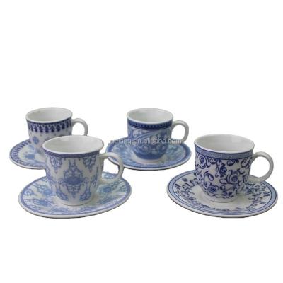 China Porcelain Espresso Cups and Saucers 3-Ounce Disposable Coffee Cup for Coffee, Set of 4, for sale