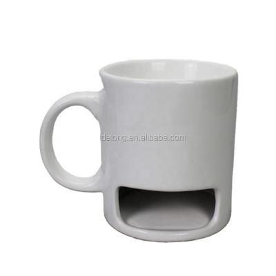 China 200ml Viable Dip Cup - Ceramic Biscuits Mug With Biscuit Holder for sale