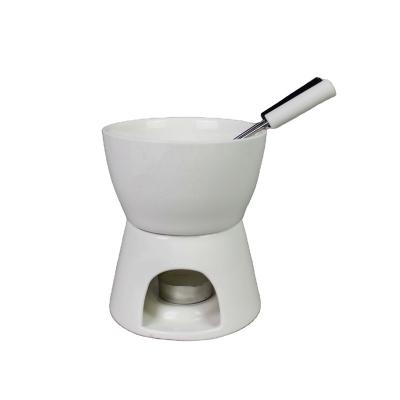 China Sustainable Cheese Fondue Sets Chocolate Fondue Ceramic Pot With Fork for sale