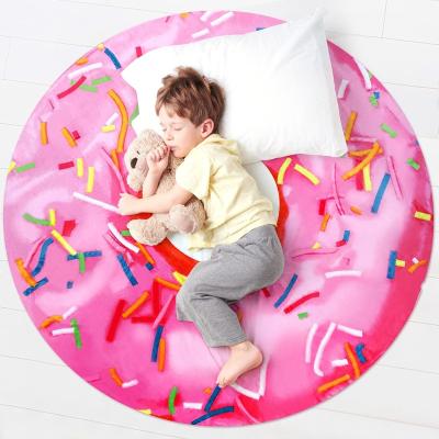 China New Design American Style Pizza Flannel Blanket Novelty Print Novelty Donut Throw Pink Ring Shaped Blanket for Adult and Kids for sale