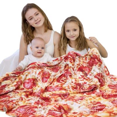 China 100% Polyester Pizza Pattern Pizza Circle Beach Cozy Custom Flannel Fleece Mexican Pizza Slice Blanket for sale