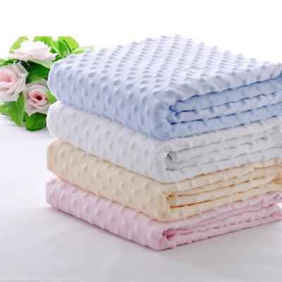 China PORTABLE 100% soft touch polyester solid color dot minky baby blanket for baby for sale