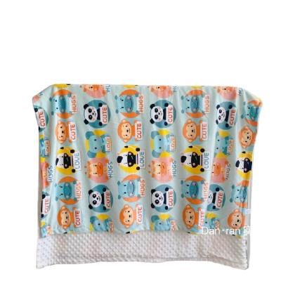 China PORTABLE wholesale soft animals printing minky stitch baby blanket for newborn baby for sale