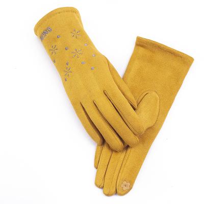 China Simple high quality wholesale custom made snowflake embroidered winter touch screen warm gloves for ladies for sale