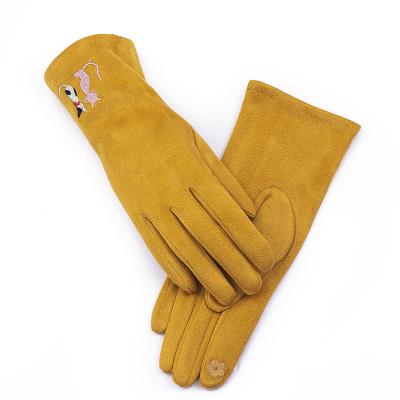 China Simple Factory Custom Design Winter Cat Pattern Embroidery Warm Women's Touch Screen Gloves for sale