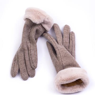 China Factory Wholesale Fashion Plain And Comfortable Cuff Women's Faux Wool Cashmere Cycling Gloves for sale