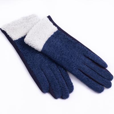 China Factory Outlet Single Wool Quilting Teddy Wool Winter Warm Women Gloves Artificial for sale